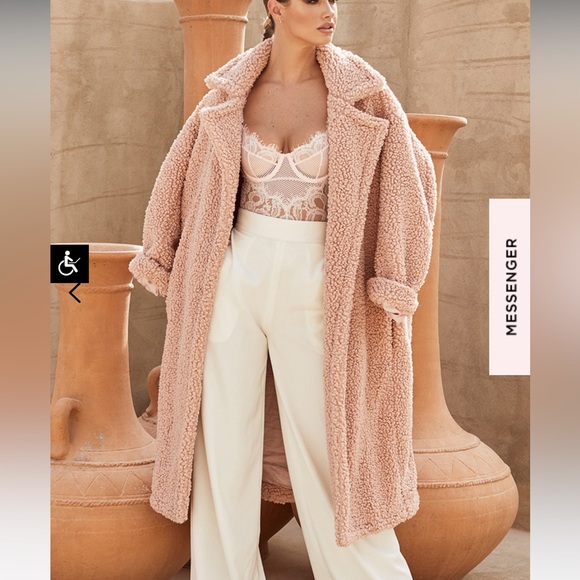 House of CB teddy bear coat blush Small or medium S M - Picture 6 of 12